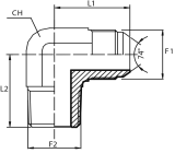 90° Adaptor male JIC - male NPT
