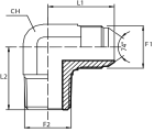 90° Adaptor male JIC - male NPT