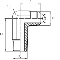 90° Long connector male JIC - male NPT