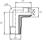 90° Long connector male JIC - male NPT