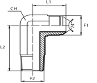 90° Long connector male JIC - male NPT