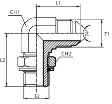 90° adjustable Adaptor male JIC - male BSPP / O-ring and retaining seal