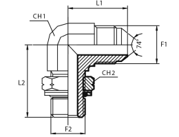 90° adjustable Adaptor male JIC - metric male / O-ring and retaining seal