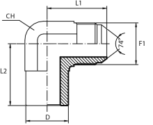 90° Adaptor male JIC - Buttweld