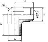 90° Adaptor male JIC - Buttweld