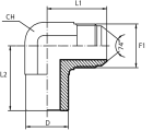 90° Adaptor male JIC - Buttweld