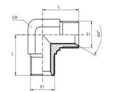 90° Adaptor metric male - metric male