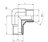 90° Adaptor metric male - metric male
