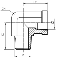 90° Adaptor male NPT - fixed female NPT