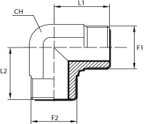 90° Adaptor male ORFS - male ORFS