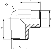90° Adaptor male ORFS - male ORFS