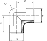 90° Adaptor male ORFS - male ORFS