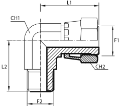 90° Adaptor female ORFS - male ORFS