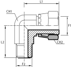 90° Adaptor female ORFS - male ORFS