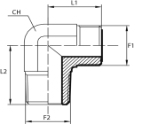 90° Adaptor male ORFS - male NPT