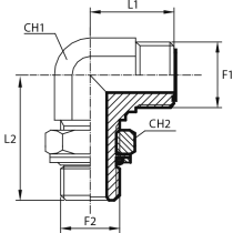 90° adjustable Adaptor male ORFS - male BSPP with O-ring and retaining seal