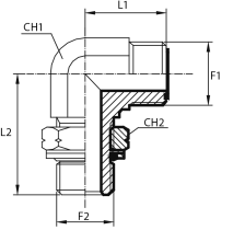 90° adjustable Adaptor male ORFS - metric male with O-ring and retaining seal