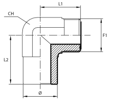 90° Adaptor male ORFS - Buttweld