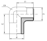 90° Adaptor male ORFS - Buttweld