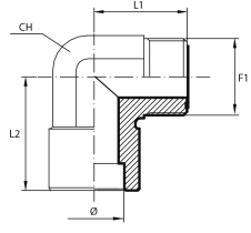 90° Adaptor ORFS - female Buttweld