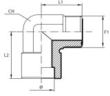 90° Adaptor ORFS - female Buttweld