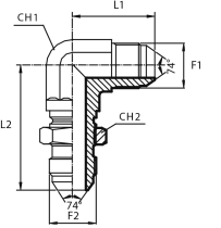 90° bulkhead adaptor male JIC - male JIC