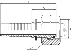 O-ring straight metric female 24° cone - L type
