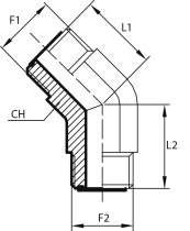 45° Adaptor male ORFS - male ORFS