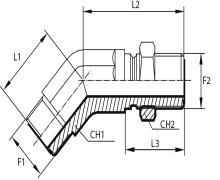5° bulkhead adaptor male ORFS -  male ORFS