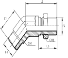 5° bulkhead adaptor male ORFS -  male ORFS