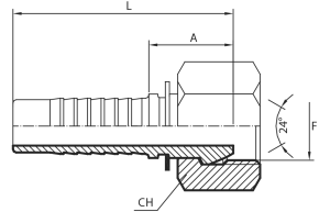 Straight Metric Female 24° cone - French type
