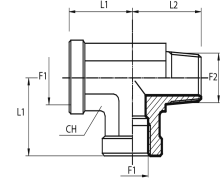 Tee Adaptor fixed female BSPP - fixed female BSPP - male BSPT