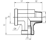 Tee Adaptor fixed female BSPP - fixed female BSPP - male BSPT