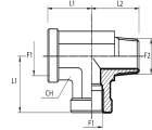 Tee Adaptor fixed female BSPP - fixed female BSPP - male BSPT
