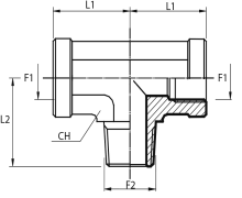 Tee Adaptor fixed female BSPP - male BSPT - fixed female BSPP