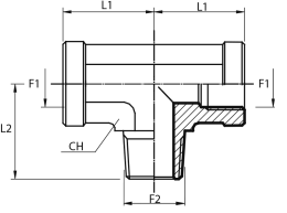 Tee Adaptor fixed female BSPP - male BSPT - fixed female BSPP