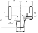 Tee Adaptor fixed female BSPP - male BSPT - fixed female BSPP
