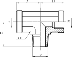 Tee fixed Adaptor female NPT - male NPT - female NPT