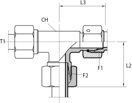 Tee Rotary fitting with O-ring seal