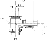 L Rotary fitting with bulkhead nut