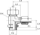 L Rotary fitting with bulkhead nut