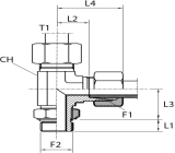L Rotary fitting with bulkhead nut