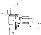 L Rotary fitting with bulkhead nut