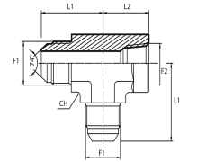 Run Tee male JIC - fixed female NPT