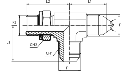 Run Tee male JIC - male BSPP / O-ring and retaining seal
