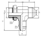 Run Tee male JIC - male BSPP / O-ring and retaining seal