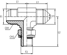Branch Tee male JIC - male BSPP / O-ring and retaining seal
