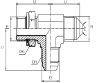 Adjustable Run Tee male JIC - metric male / O-ring and retaining seal