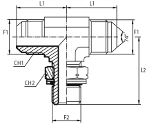 Adjustable Branch Tee male JIC - metric male / O-ring and retaining seal