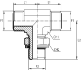 Branch Tee male ORFS - adjustable male BSPP with O-ring and retaining seal